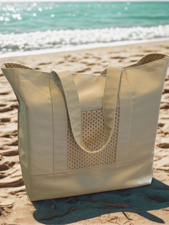 Handbags - OOAK Handmade Tote | Vintage Heart Cotton Pocket | Mother’s Day Inspired